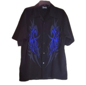 Dragonfly Hawaiian Shirt Blue Flames Flaming Biker